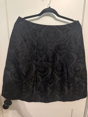 Talbots Black Embroidered A-Line Skirt